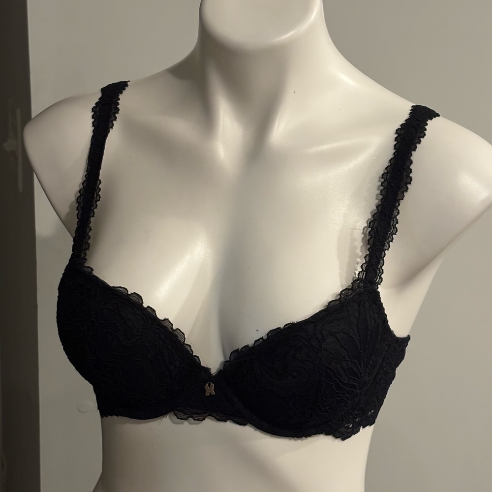 Savage X Fenty Black Lace Padded Underwire Push-Up Bra NWOT